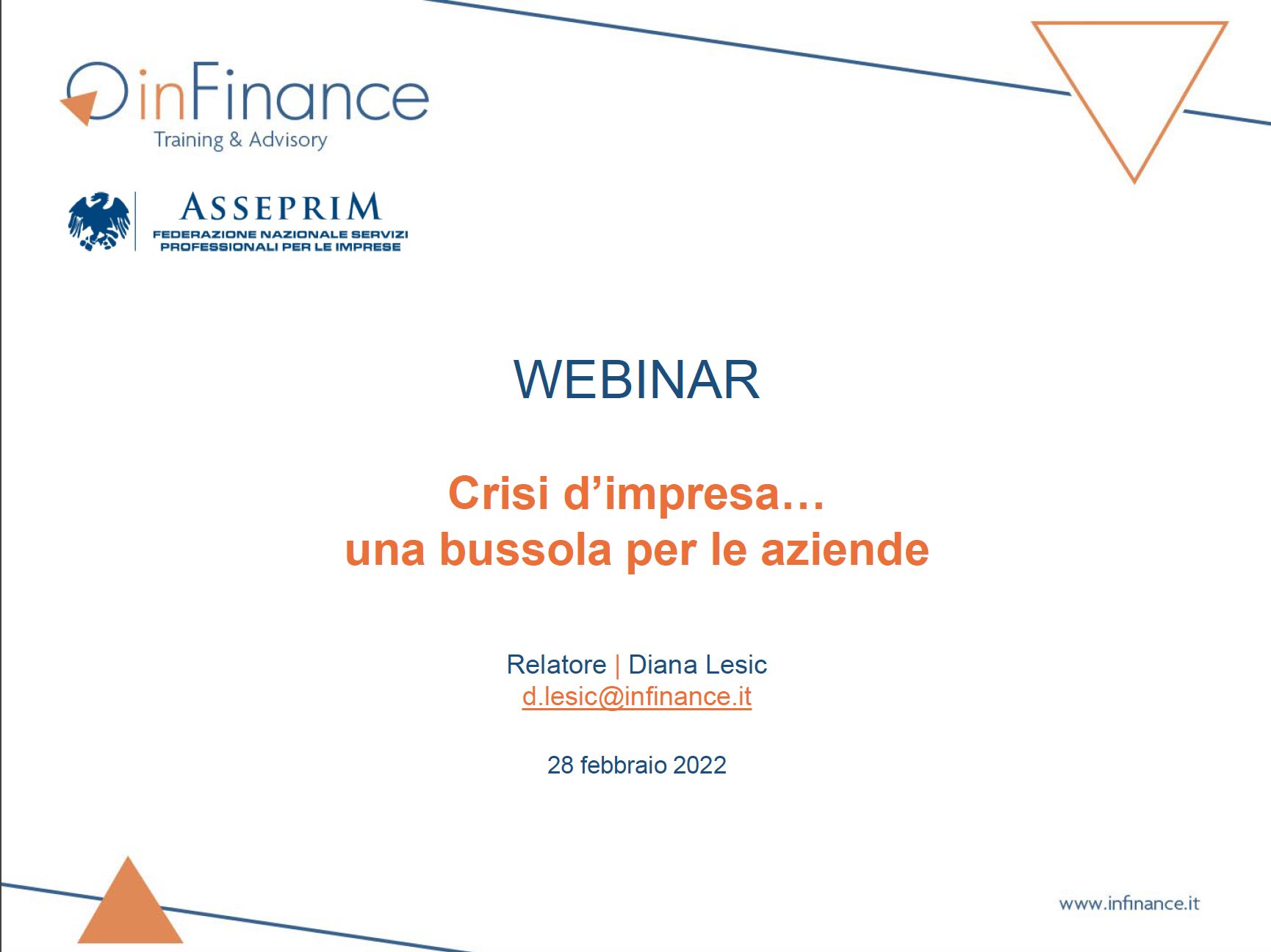 Immagine WEBINAR - 28 febbraio 2022: Crisi d’impresa… una bussola per le aziende. 